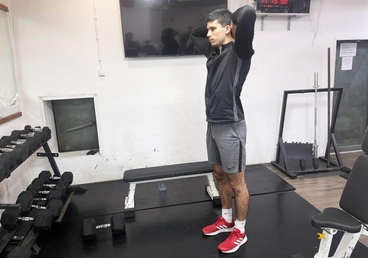 Standing Knee To Elbow Starting Position