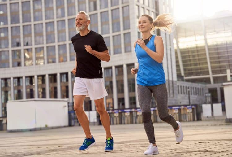 Man and Woman Jogging Together
