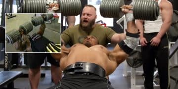 Larry Wheels 200 Lb Dumbbell Press