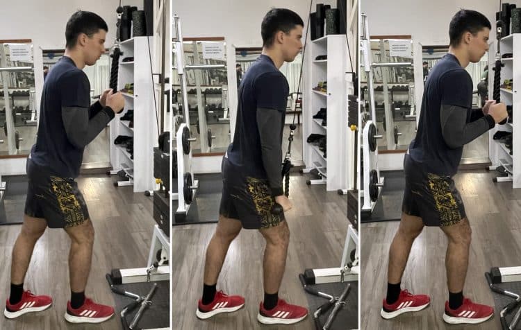 Rope Tricep Extension One Leg Slightly Forward
