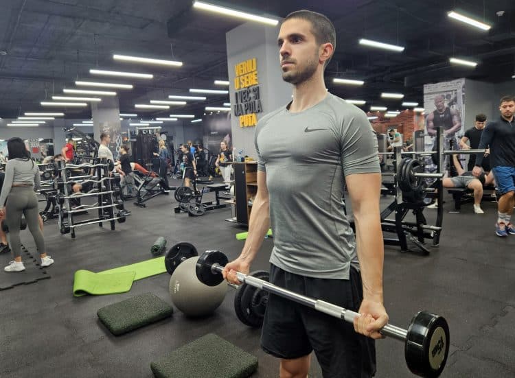 Wide Grip Barbell Curl Starting Position