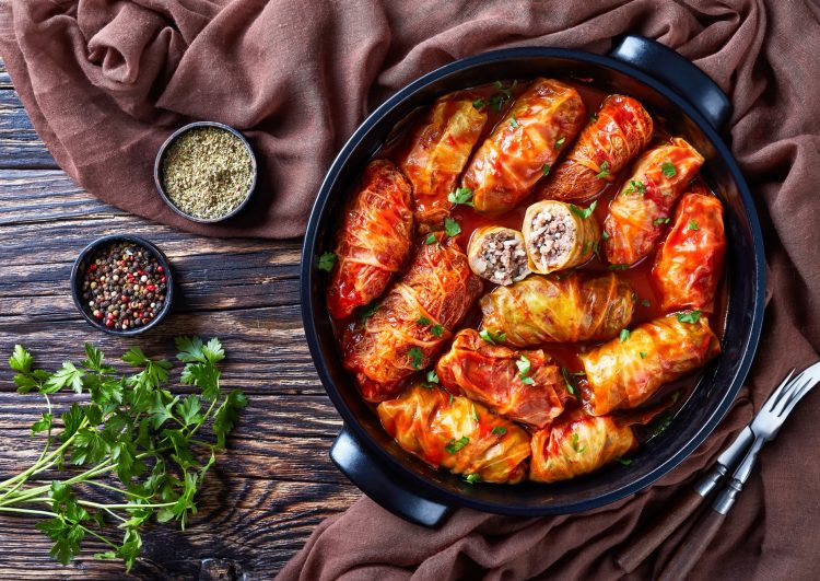 Cabbage Rolls Stuffed with Ground Beef