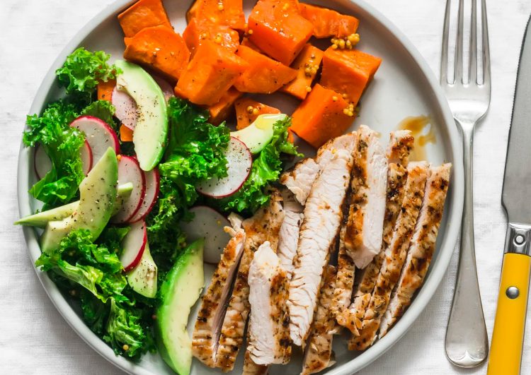 Grilled Chicken with Sweet Potato and Avocado