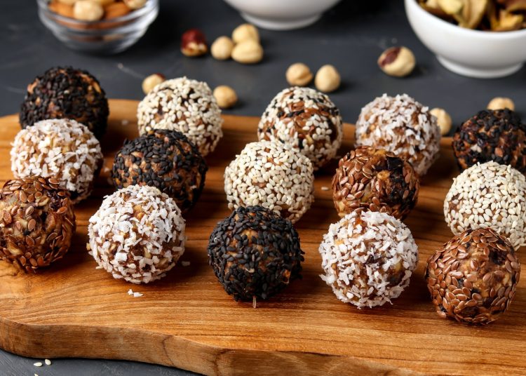 Energy Balls of Nuts Oatmeals And Dried Fruit