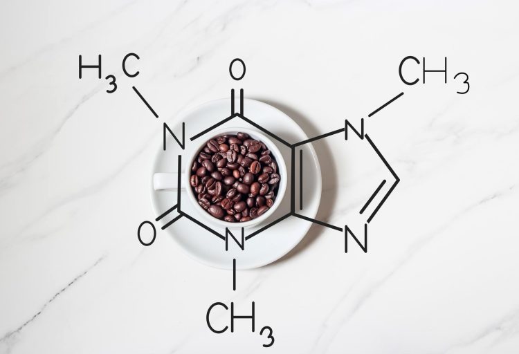 Chemical Formula of Caffeine with Roasted Coffee