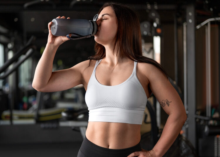 Woman Drinking Protein Shake Woman Drinking Protein Shake