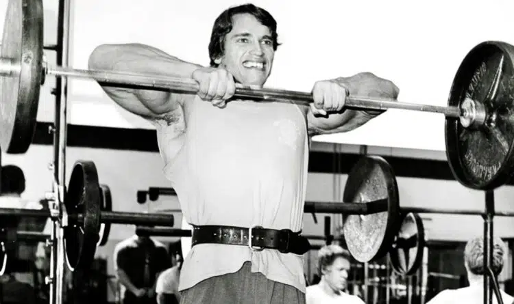 Arnold Doing Barbell Upright Row