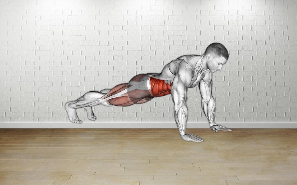 High-plank position for a cross-body mountain climber