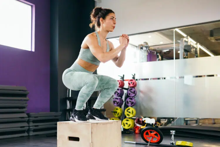 Woman Doing Box Squat