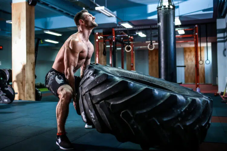 Fit Man Flipping Heavy Tire Fit Man Flipping Heavy Tire