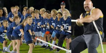 Mr Beast Pits 10 Strongmen Vs 100 Kids In A Tug Of War Match
