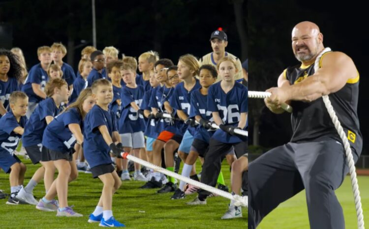 Mr Beast Pits 10 Strongmen Vs 100 Kids In A Tug Of War Match