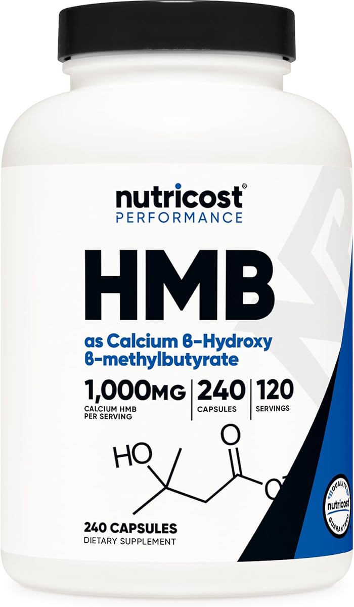 Nutricost HMB supplement bottle showing a 1000 milligram capsule label
