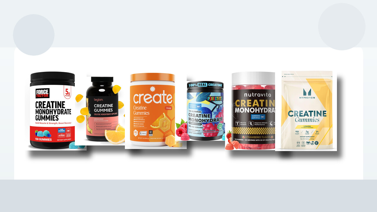 Creatine gummies product lineup with visible product labels