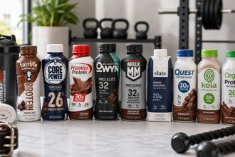 Ready-to-drink protein shakes product lineup with visible product labels