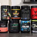 Strongest pre-workout supplements lineup featuring RYSE Godzilla, Gorilla Mode, Transparent Labs BULK Black, Woke AF, Legion Pulse, Pre JYM, Total War, and C4 Ultimate.