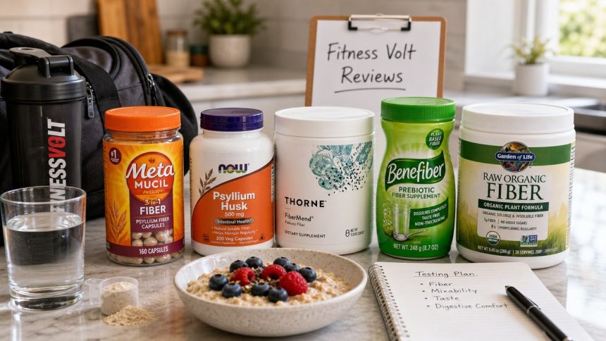 Fiber supplements for athletes arranged for a FitnessVolt review