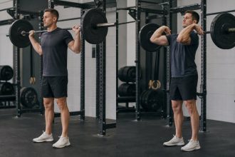 Back squat and front squat setup comparison in power racks