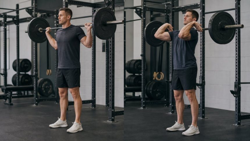 Back squat and front squat setup comparison in power racks