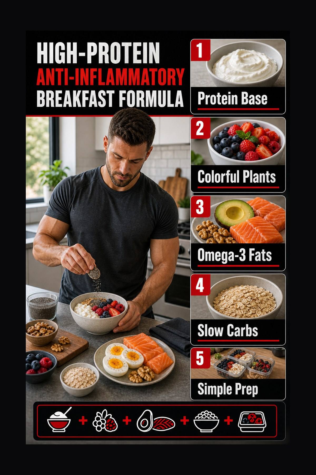 Labeled high protein anti inflammatory breakfast formula