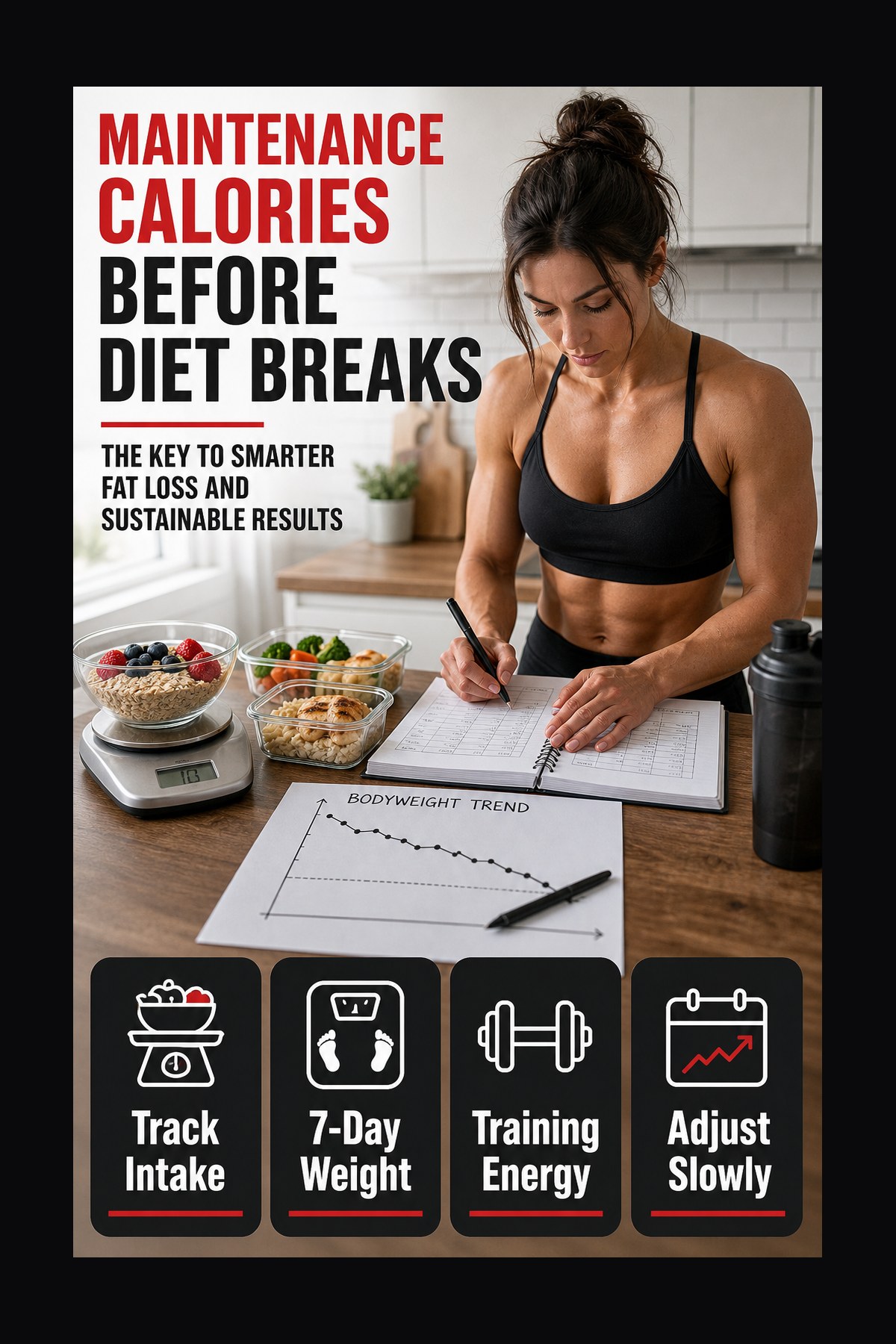 Labeled maintenance calories tracking system graphic