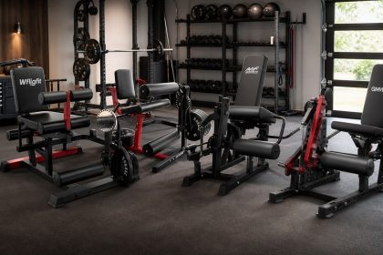 Leg extension and curl machines arranged in a FitnessVolt home gym review scene