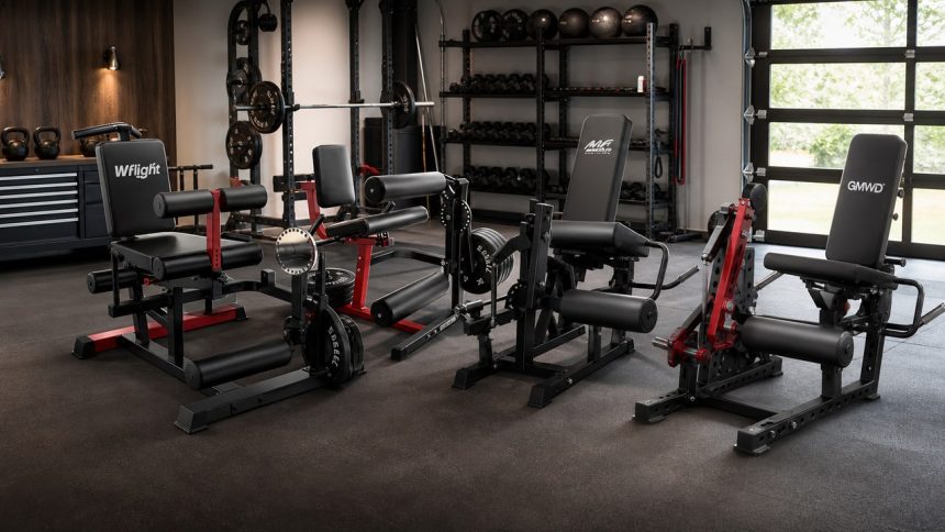 Leg extension and curl machines arranged in a FitnessVolt home gym review scene