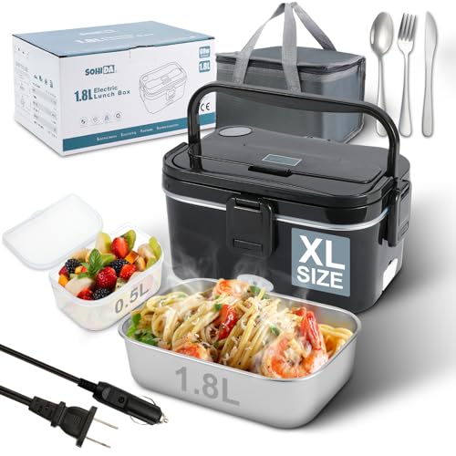 1.8L Heated Lunch Box for Men, Portable Food Warmer for Car/Truck/Office