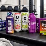 Ready-to-drink pre-workout shots and bottles arranged before a gym session