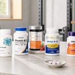 Vitamin B12 supplement bottles arranged for a label comparison