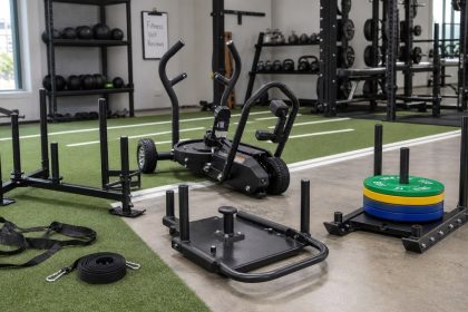 Weight sleds arranged for a FitnessVolt product review