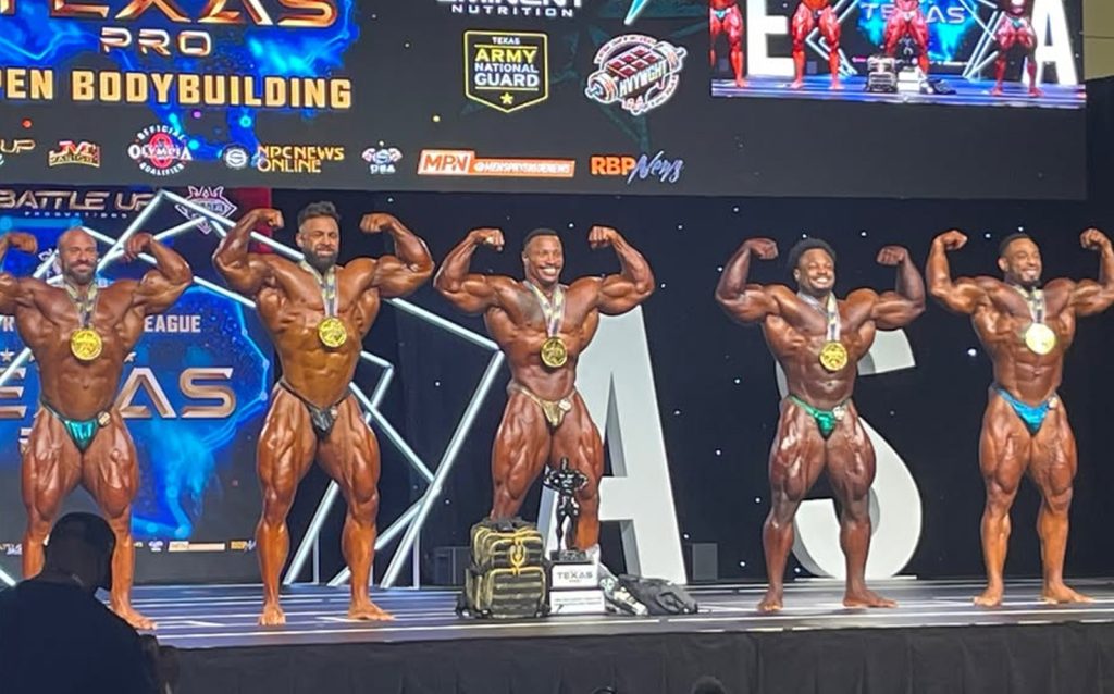 The 2026 Texas Pro Men's Open top five pose onstage after the awards