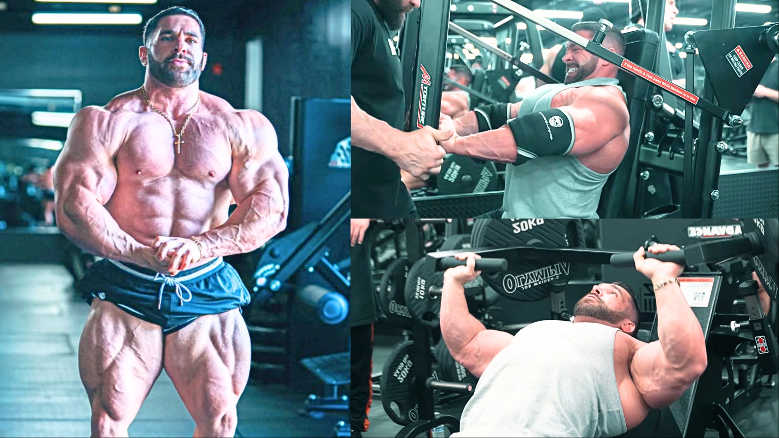 Derek Lunsford trains chest with Ramon Dino before the 2026 Mr. Olympia