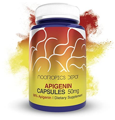 Nootropics Depot Apigenin Capsules | 50mg | 60 Count | >98% Apigenin | Supports Relaxation, Joint Health, and NAD+ Levels