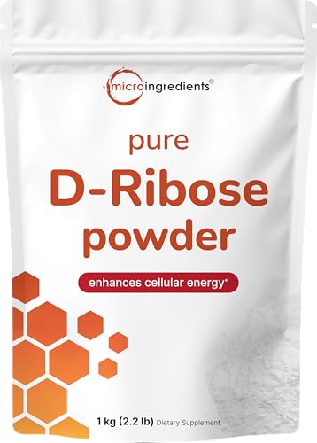 Pure D Ribose Powder, 1 KG (2.2 Pound & 200 Servings) - Hair Support Supplement, Natural Simple Sugar, Dissolves Clear, Pharmaceutical Grade - Filler Free, No GMOs, No Gluten & Water Soluble