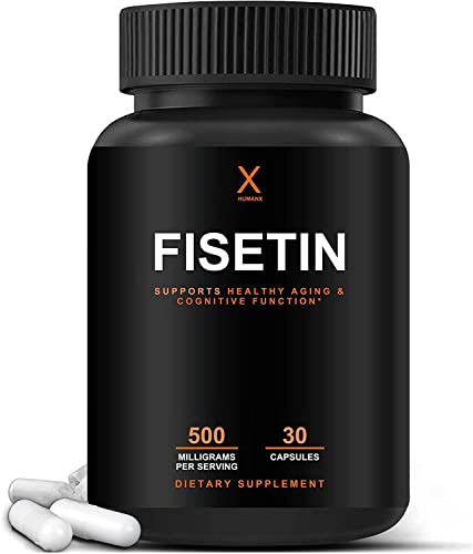 HUMANX Fisetin 500mg - 98% Pure Fisetin Supplement - Powerful Serving Size (Similar to Apigenin, Luteolin, Quercetin) Senolytic Activator - Natural Polyphenols - USA Made, Non-GMO Fisetin Capsules