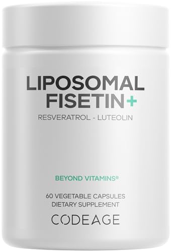 Codeage Liposomal Fisetin 500mg, Resveratrol, Luteolin, 60 Capsules