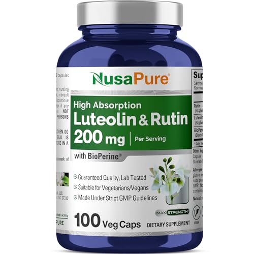 Luteolin, Rutin, Non-GMO, Vegan, 200mg, 100 Veggie Capsules - 50 Servings