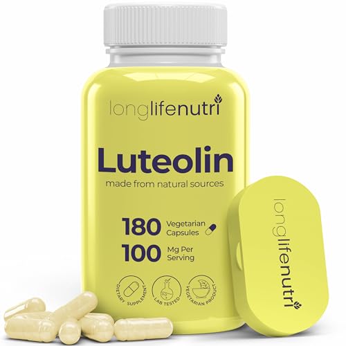 Luteolin Supplement 100mg - 180 Vegetarian Capsules, 3-Month Supply - Strengthen Cognitive Function & Overall Health - Lab Tested, Made in USA, 2 Serving Size
