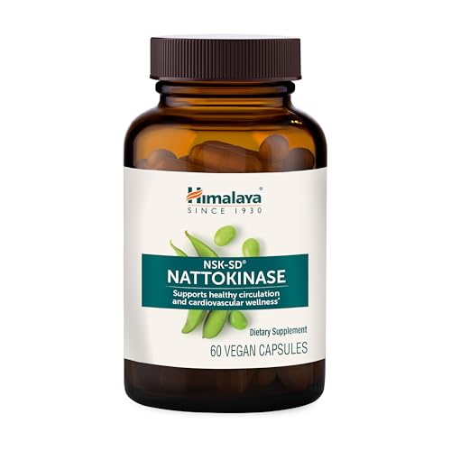 Himalaya NSK-SD Nattokinase, Dietary Supplement for Healthy Circulation, Vegan, Gluten Free Natto Extract, 100 mg, 60 Capsules
