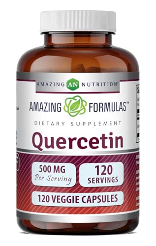 Amazing Formulas Quercetin 500mg 120 Veggie Capsules Supplement - Non-GMO - Gluten Free - Supports Overall Health & Well Being