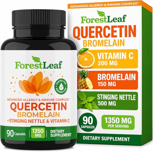 ForestLeaf Quercetin with Bromelain Supplement, 500mg Capsules, 90 Ct