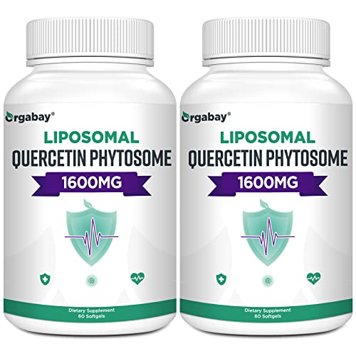 Orgabay Liposomal Quercetin Phytosome 1600 mg,Bromelain 200mg,Zinc 30mg,Vitamin C Turmeric 40 mg,Highest Absorption,Quercetin Complex, 120 Softgels
