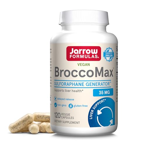 Jarrow Formulas BroccoMax Sulforaphane Generator 35 mg, Sulforaphane Glucosinolate & Myrosinase, Broccoli Seed Supplement for LiverHealth Support, 120 Delayed Release Veggie Capsules, 60 Day Supply