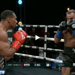 Larry Wheels and Vitaly exchange punches during Brand Risk 15 boxing fight