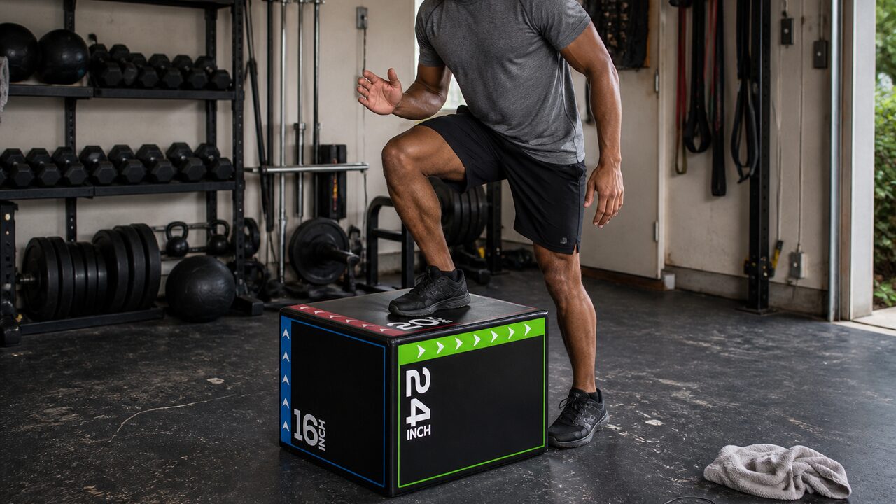 BalanceFrom 16 20 24 inch foam plyo box in a practical garage gym
