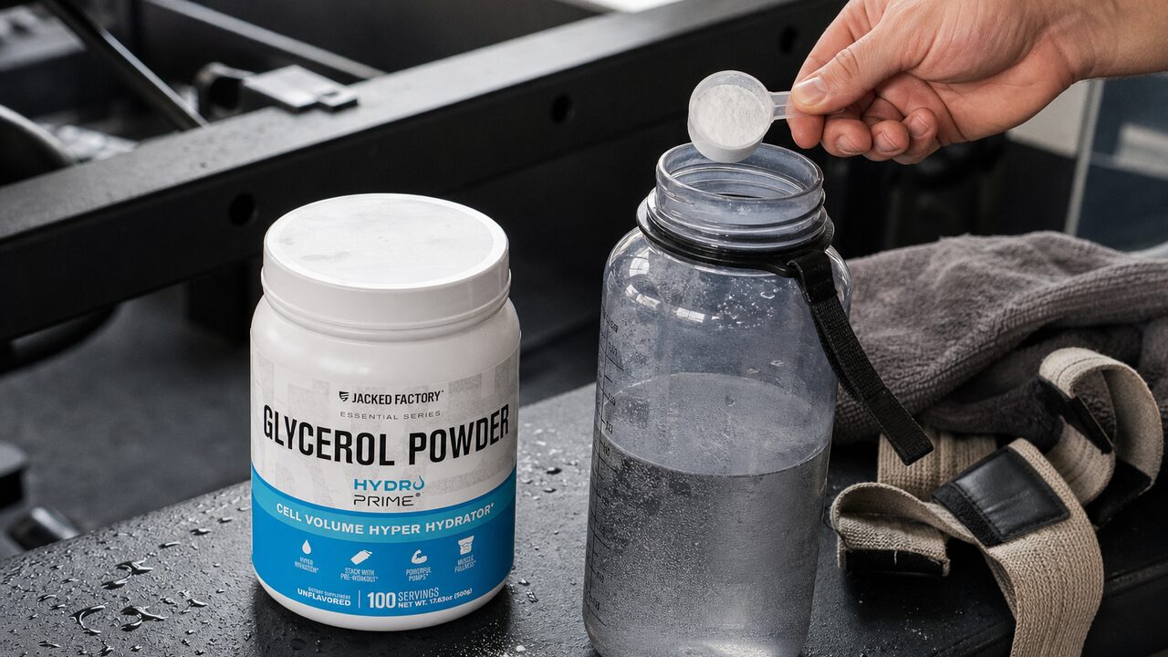 Jacked Factory Glycerol Pump tub beside a shaker and measured water
