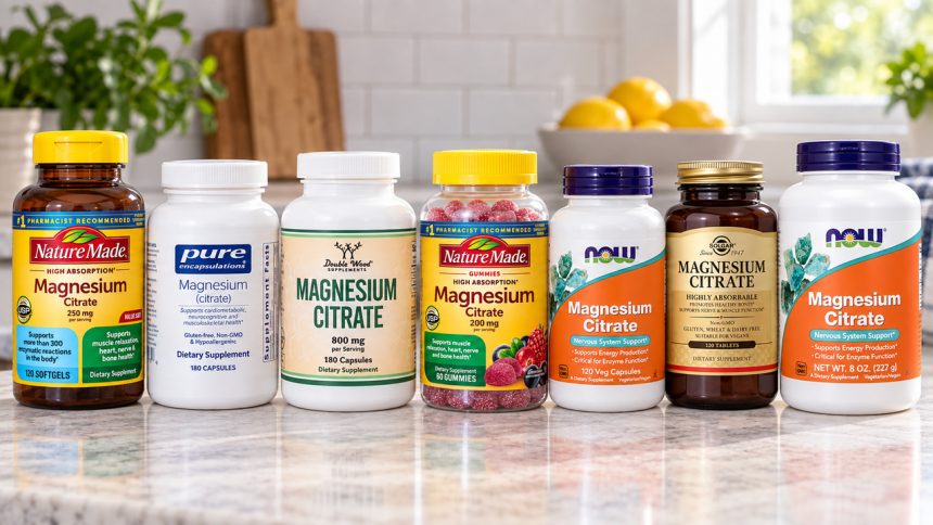 Seven magnesium citrate supplement packages compared in this roundup