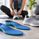 Supportive full-length insoles beside running shoes