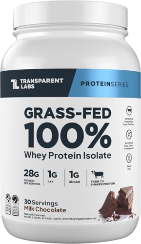 Transparent Labs Grass-Fed Whey Protein Isolate tub in Milk Chocolate flavor
